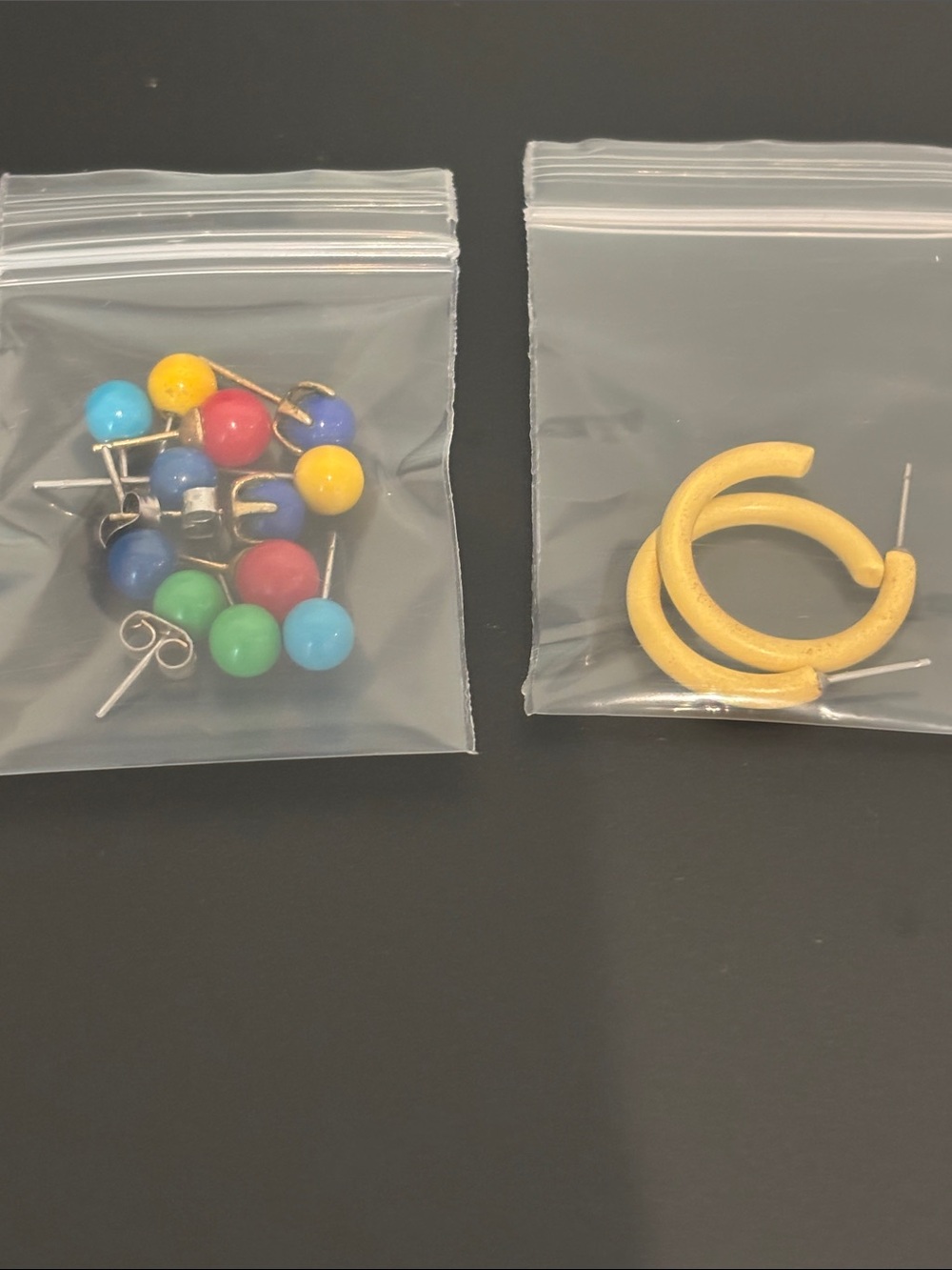 Colorful Stud Earrings and Yellow Hoop Set - Unbranded